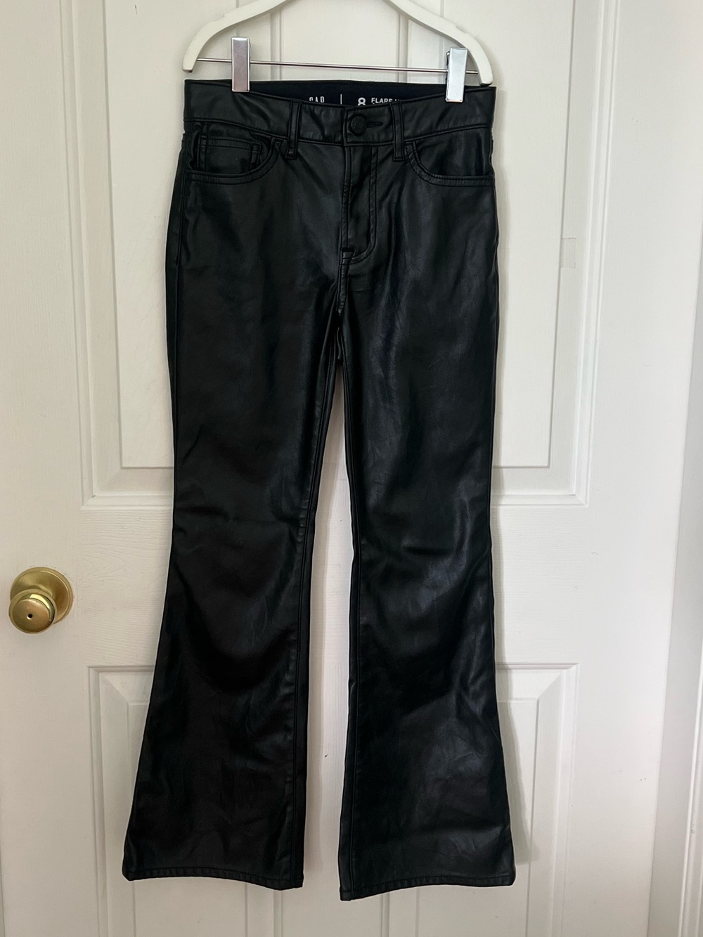 GAP Girls Black Faux Leather Flare Pants
